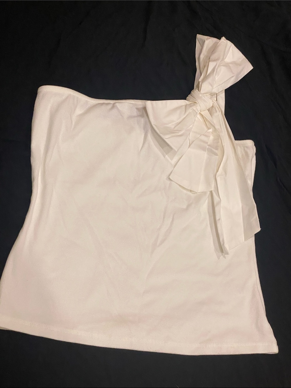 Anthropologie White One-Shoulder Bow Tank